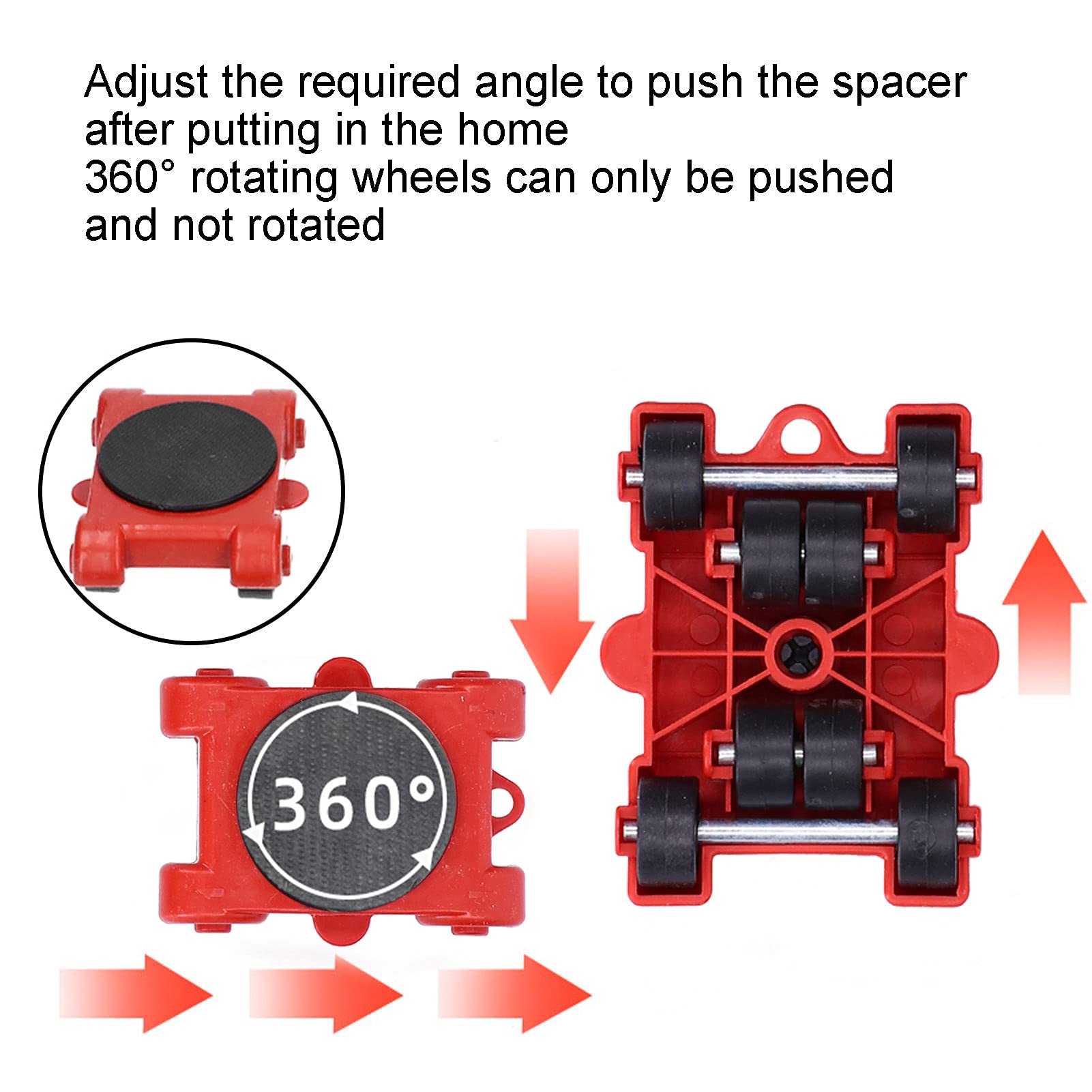 Meubles Lourds en Mouvement Mobile Ensemble de 5pcs, Rouleaux de Meubles de 150 Kg avec Roues à 360 °, Curseurs de Meubles pour Le Réfrigérateur de Canapé-lit Relocator