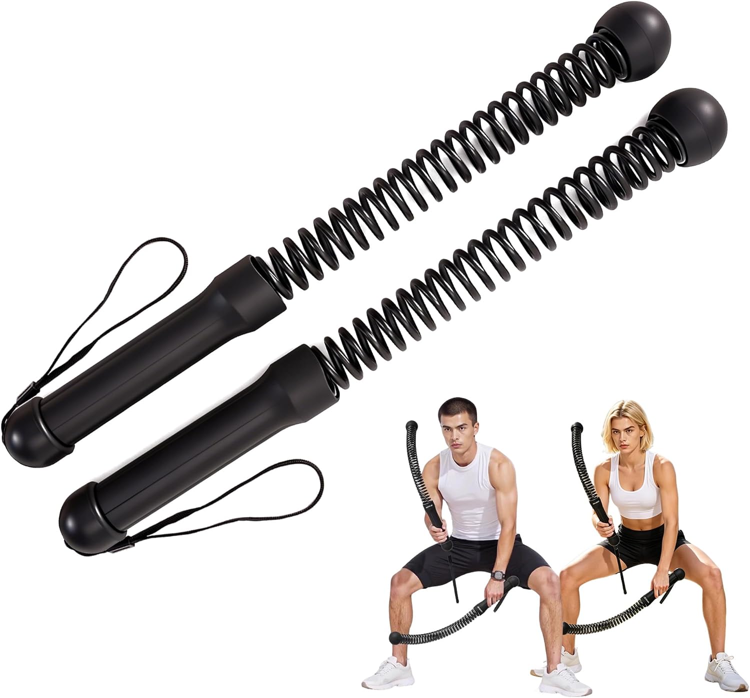 Weighted Ropeless Battle Ropes for Men & Women, Heavy Duty Portable Cordless Battle Ropes for Home Gym, Workout Exercise Rope for Strength Building, HIIT and Low-Impact Aerobic Training