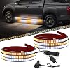 2 in 1 70 Inch Truck Emergency Strobe Light Strip 1152 LEDs High Brightness Amber White LED Running Board Lights Bar Waterproof LED Flashing Warning Light Strip for Trucks Construction