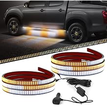 2 in 1 70 Inch Truck Emergency Strobe Light Strip 1152 LEDs High Brightness Amber White LED Running Board Lights Bar Waterproof LED Flashing Warning Light Strip for Trucks Construction