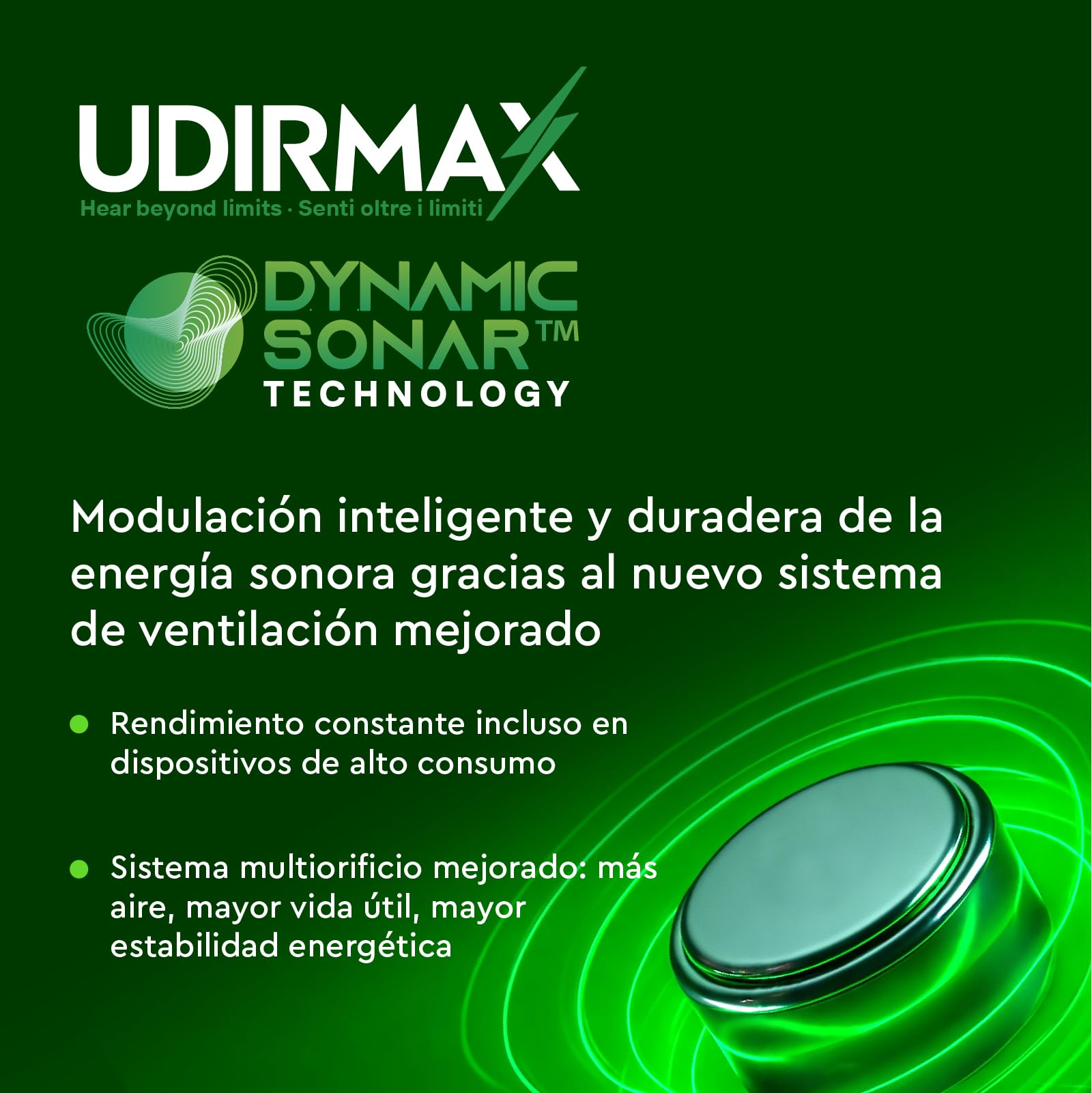 100 Pilas para Audífonos Tamaño 312 Udirmax PR41 Marrón Zinc-Air Eco Pack - 10 Ampollas Ecológicas de 10 Pilas