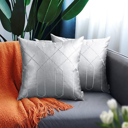 Miniatura 56 de BRAWARM Fundas de almohada de piel sintética de 18 x 18 pulgadas, fundas de almohada de cuero negro, paquete de 2, almohadas decorativas de cuero