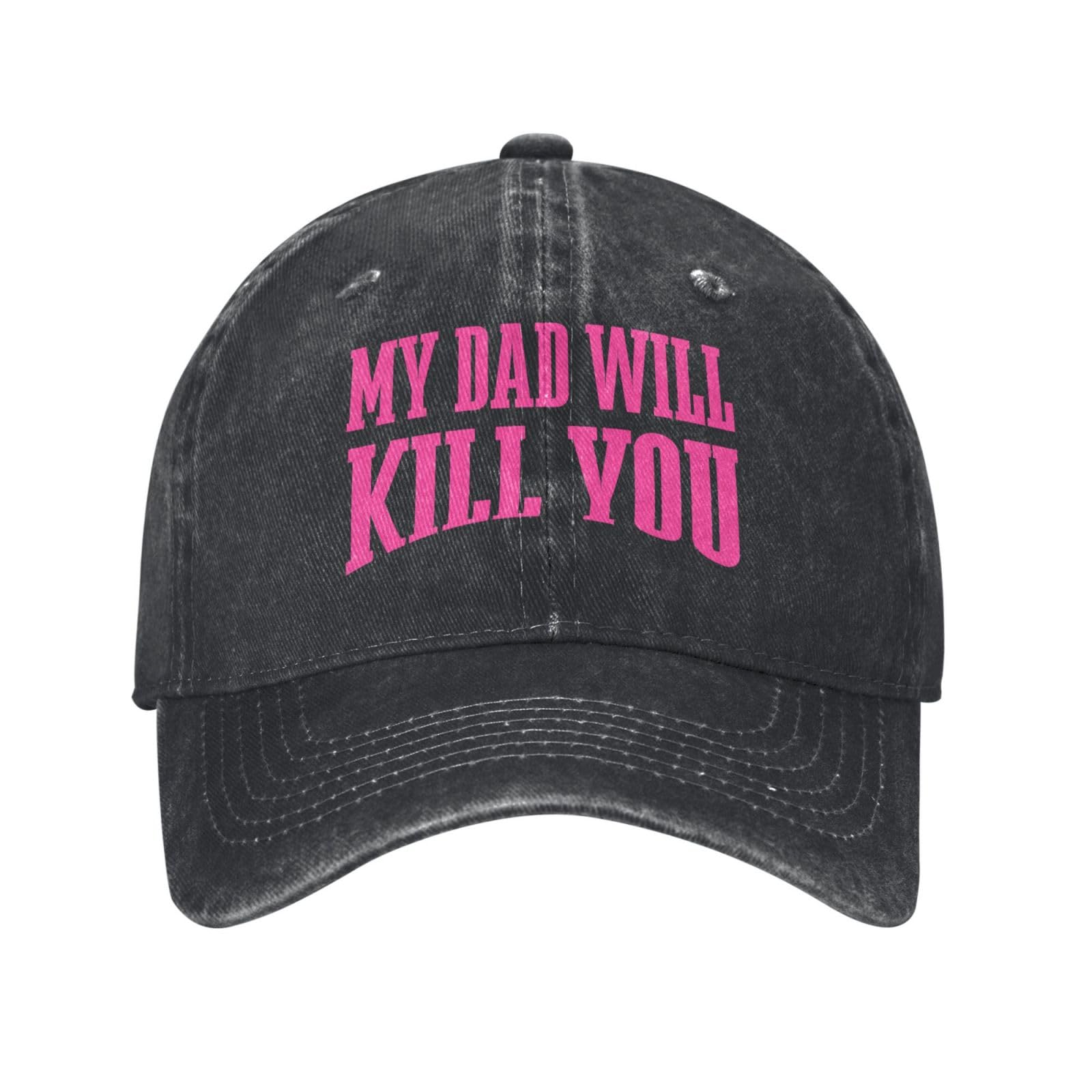 Melbrakin Unisex Black My Dad Will Kill You Hat Funny Denim Cap