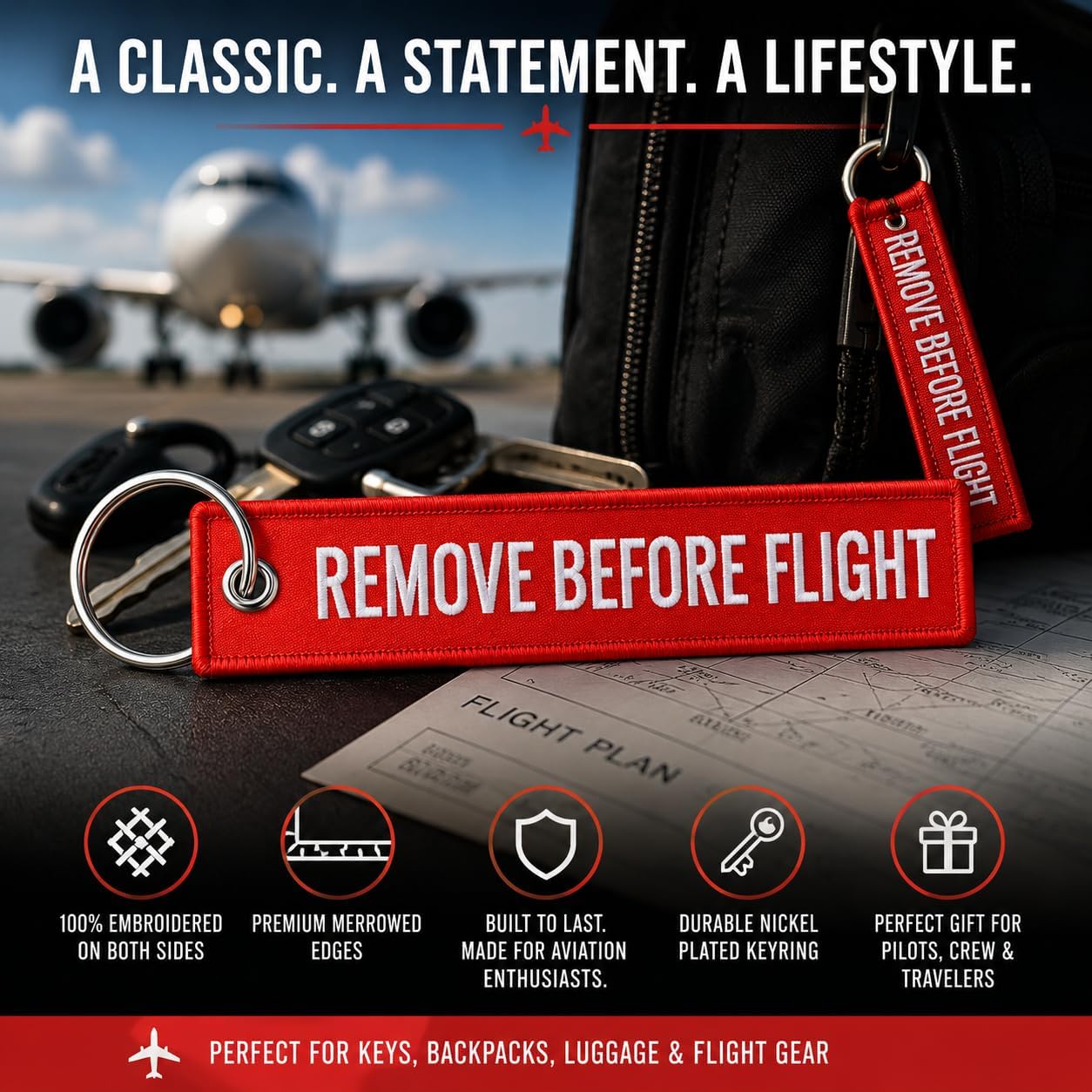 REMOVE BEFORE FLIGHT Key Chain, Red image 4