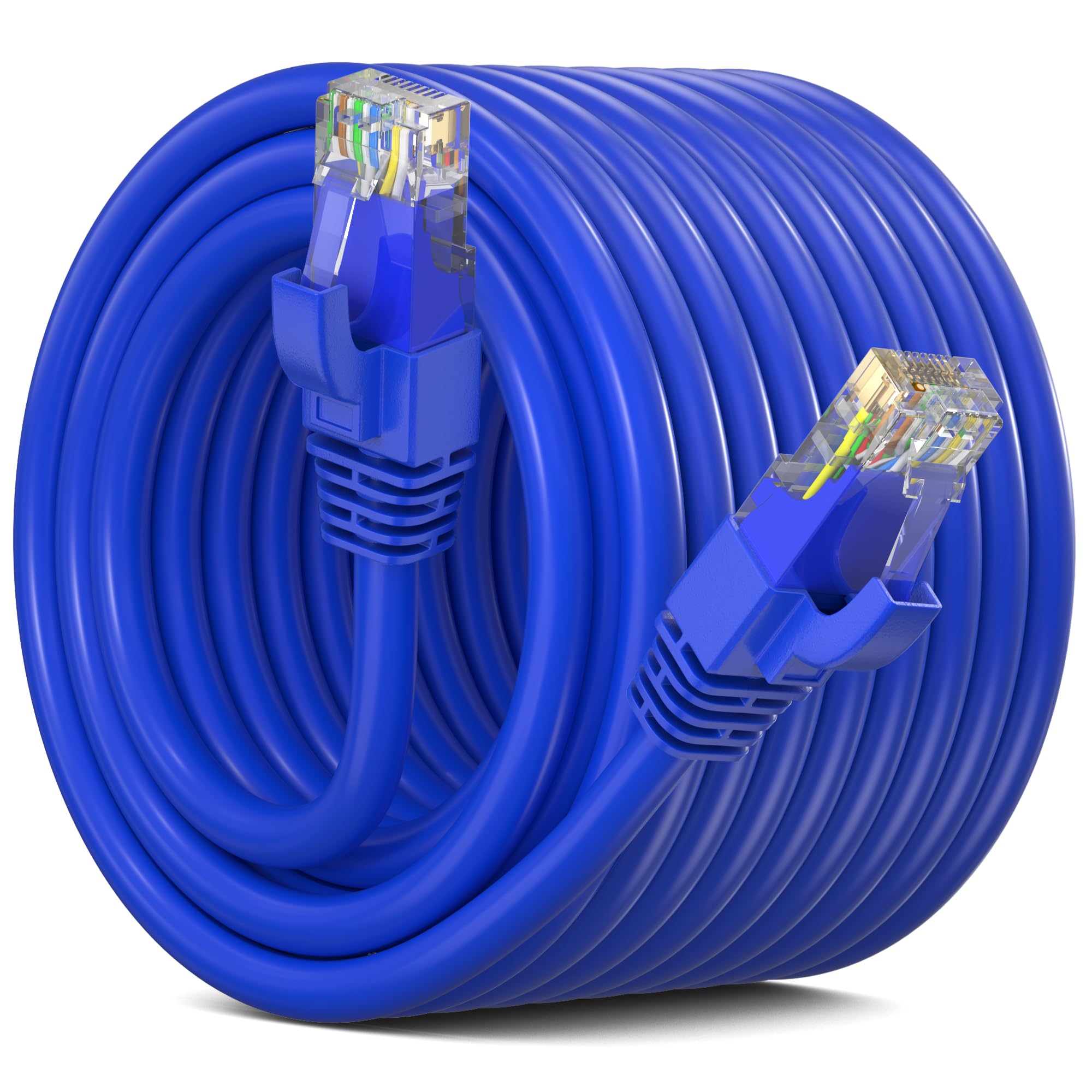 Maximm Cat 6 Ethernet Cable - 100 ft High-Speed LAN, Internet, Patch & Network Cable - UTP, 10Gbps, 550MHz Ethernet Cord - Blue