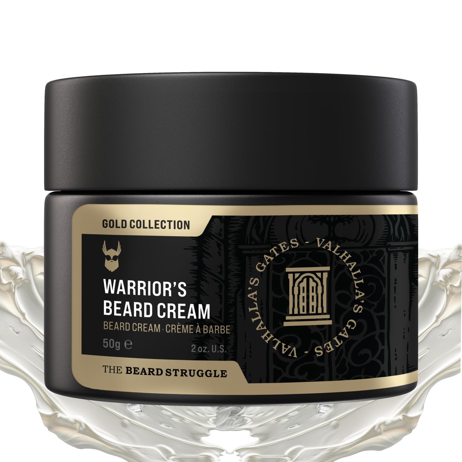 Beard Struggle-Valhalla's Gates Crema idratante e ammorbidente al burro di barba da uomo, idratata con oli di avocado e jojoba, crema per la crescita di barba e baffi, 50 g