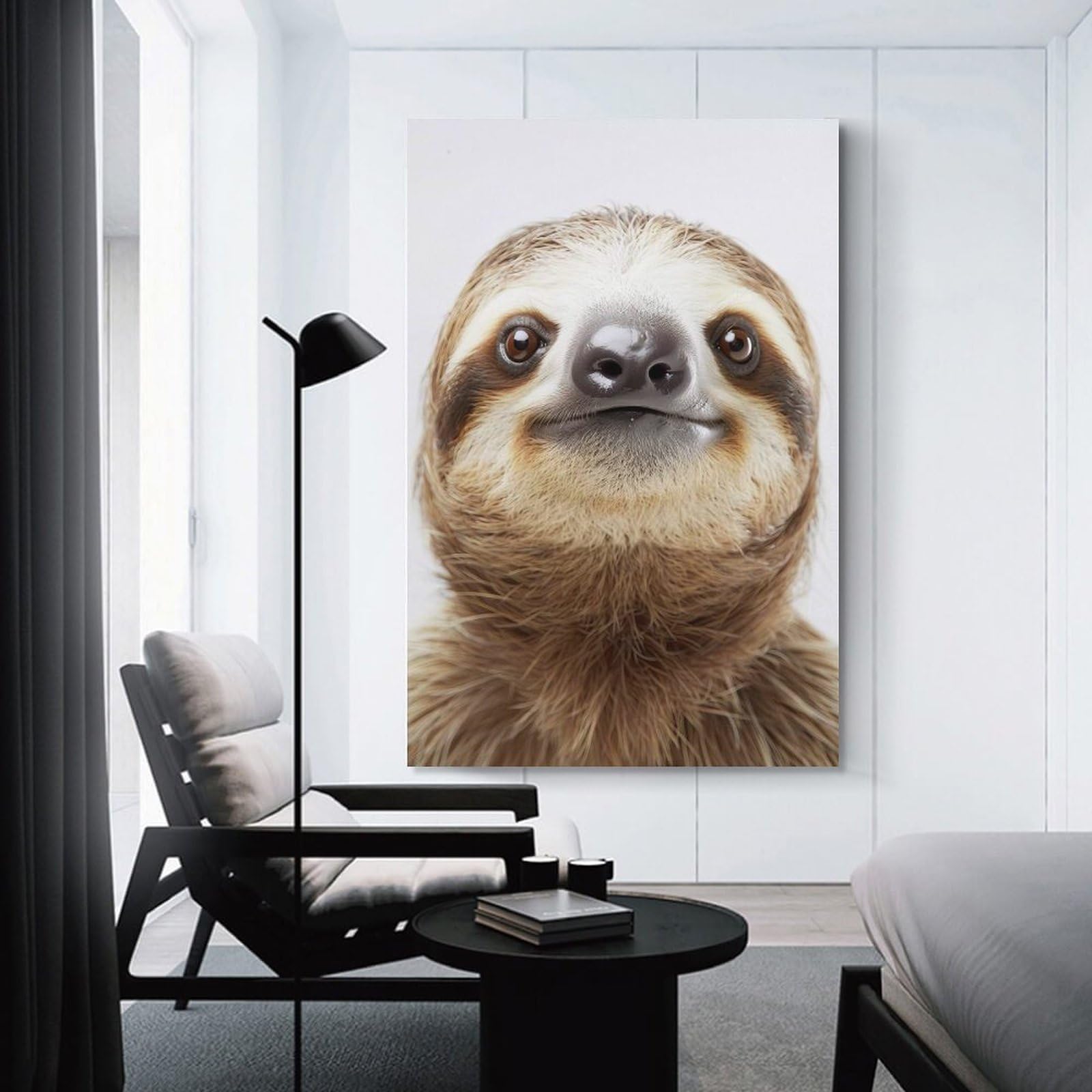 Junmoney Sloth Face Room Decor Wall Art 20x30inch(50x75cm), for Entrance Spaces, Stair Walls Or Halls, A Neat Decor Update for Hallways