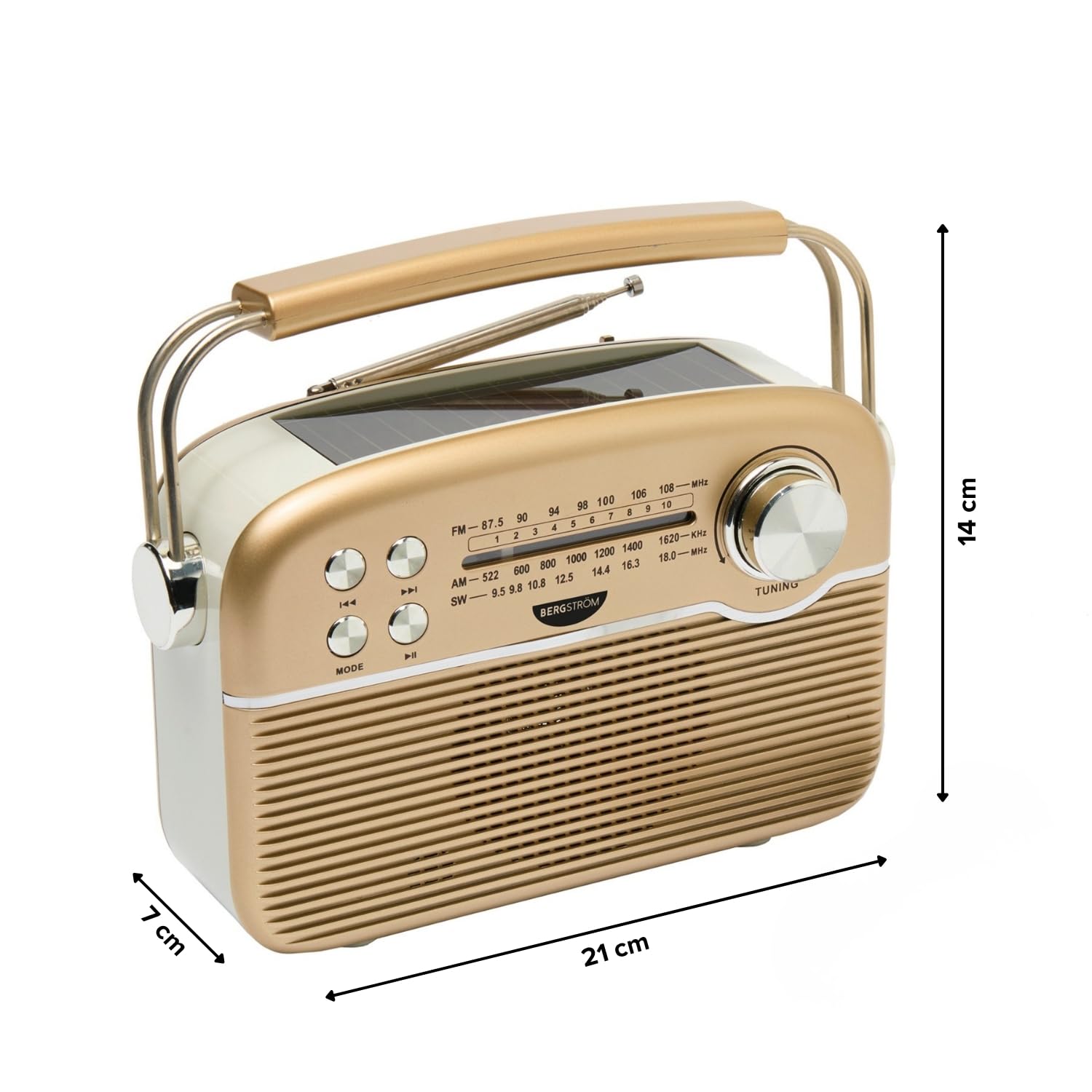 3 PAGEN® tragbares Solar Radio Retro Design – Solar- & Akkubetrieb FM/AM/SW – Bluetooth, USB & Micro-SD – kabellos, kompakt & flexibel - wiederaufladbar