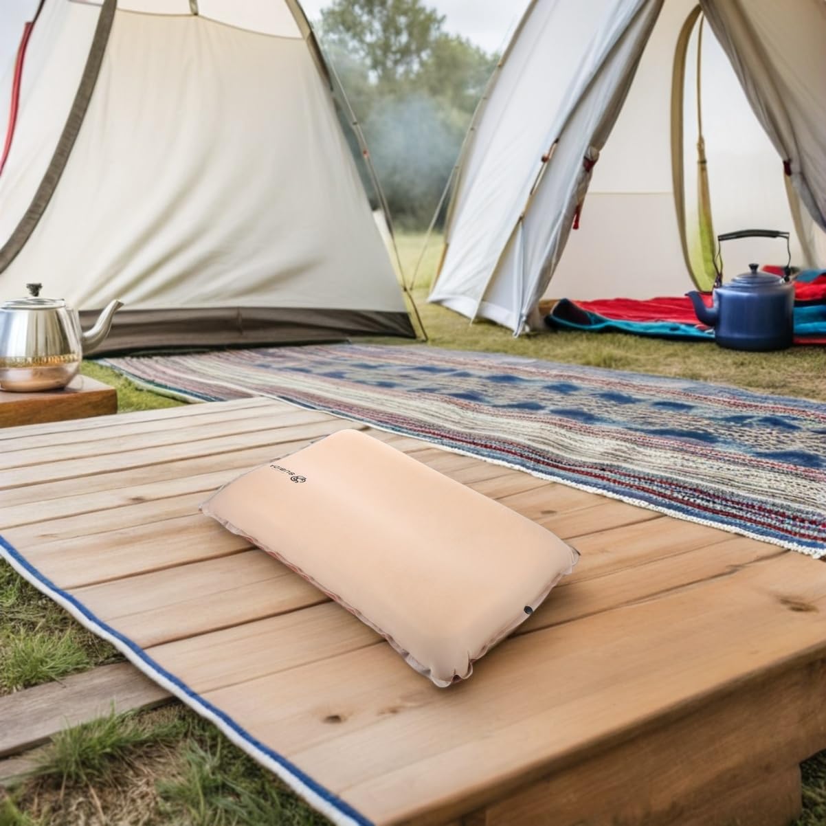 WOONEKY Almohada Inflable para Senderismo Ultraligera de Tela Elástica