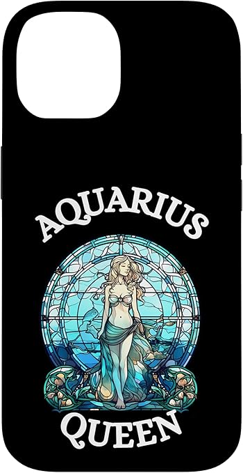 Aquarius Queen Stained Glass Zodiac Symbol Womens Top Case for iPhone 14