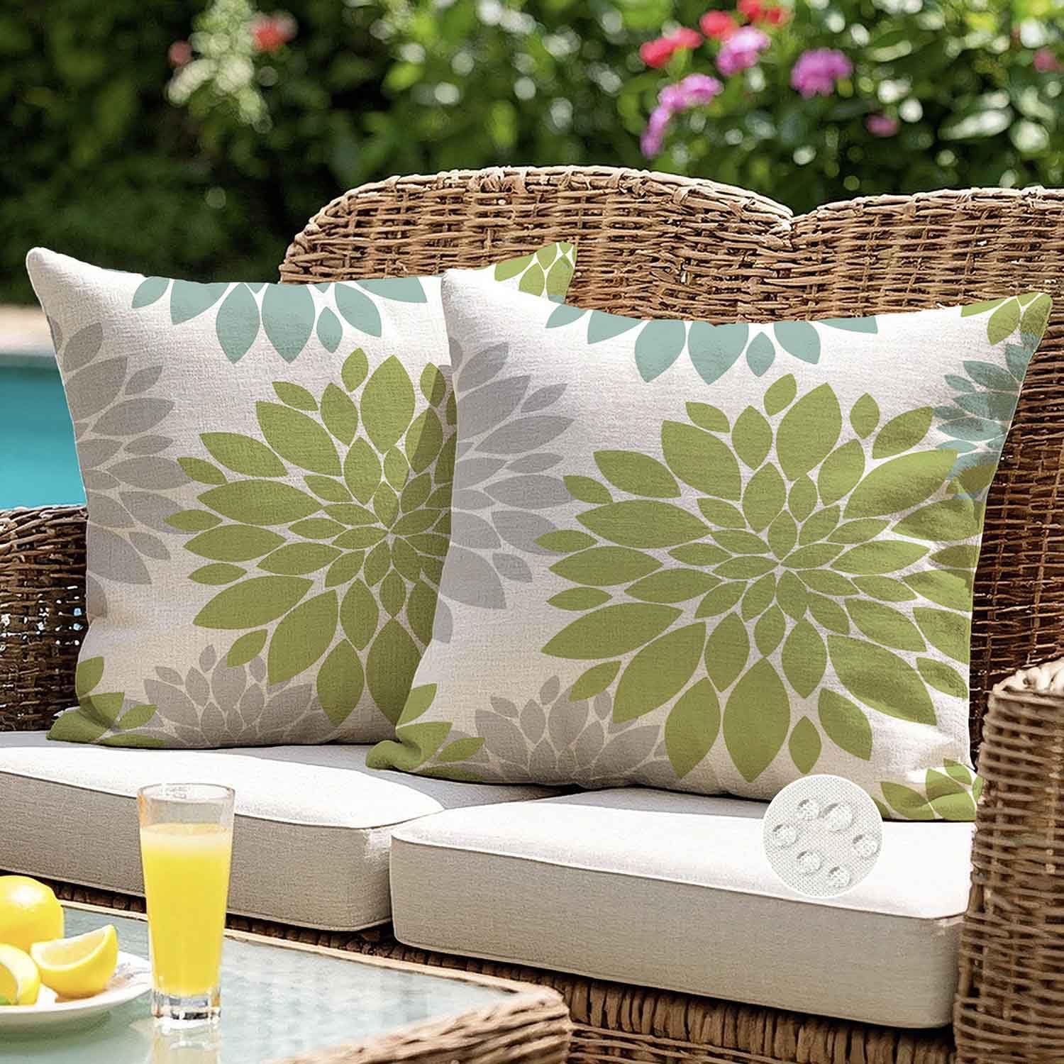 ViaElayu Kissenbezug 30x50 Outdoor Kissen Gelb Blumen Grün B