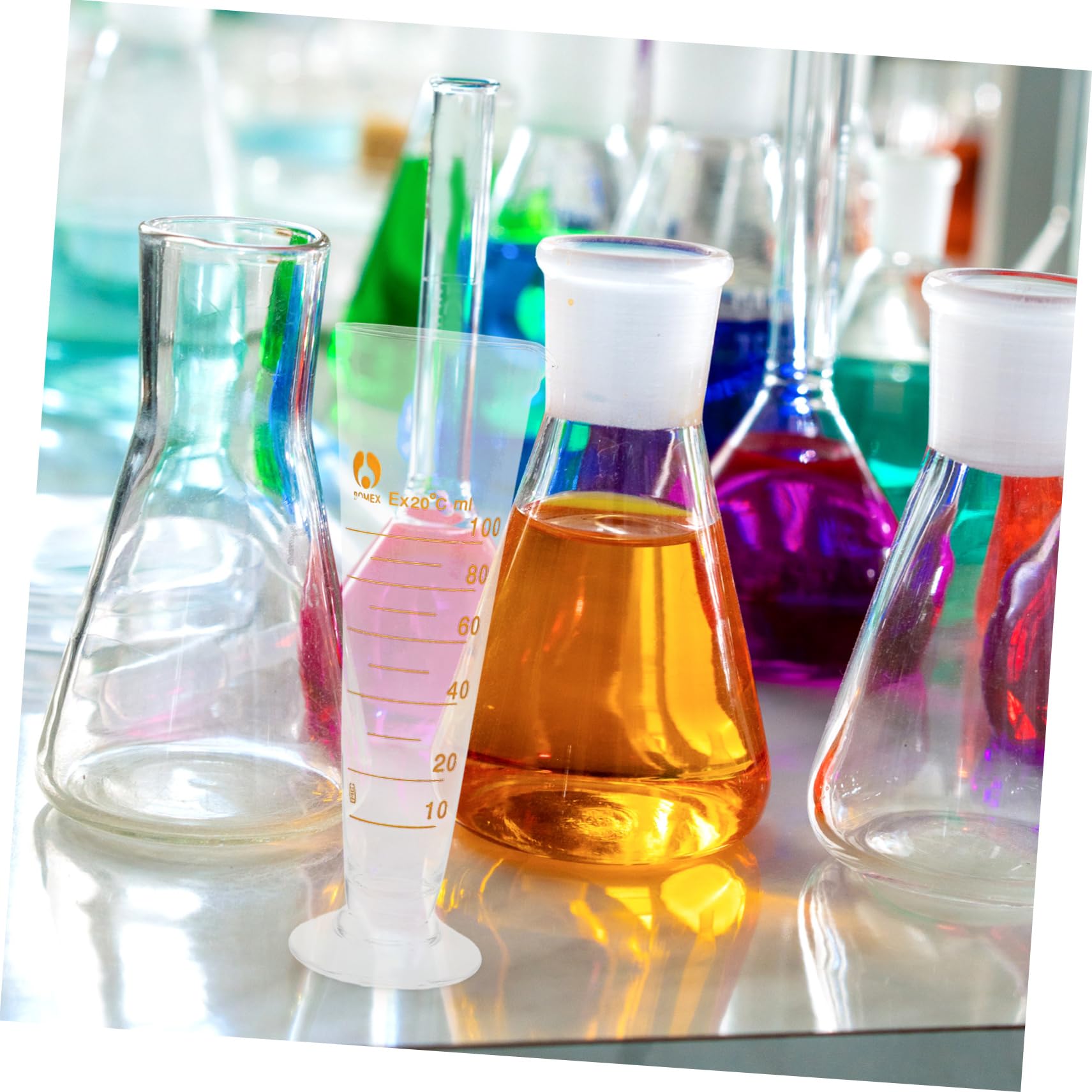 TOPBATHY 100 ml Labor-Messbecher, Mixbecher, Dosierhilfe mit Ausgießer, breiter Öffnung, konischer Glasbecher, Flüssigkeitsspender, Messzylinder, Experimentierwerkzeug für Schule, Wissenschaft