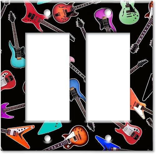 Art Plates - Placa de pared decorativa de metal con doble pandilla - Guitarras Eléctricas - Imagen de Dan Morris - (Hecho en Estados Unidos)