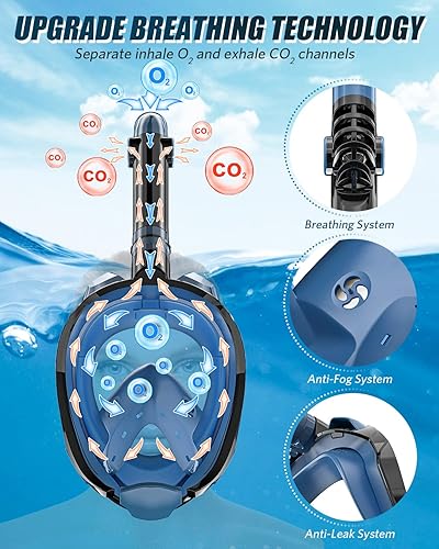 Miniatura 7 de QingSong Full Face Snorkel Mask for Adults & Kids, Snorkeling Gear with Camera Mount, Foldable 180 Degree Panoramic View Snorkeling Set Anti-Fog