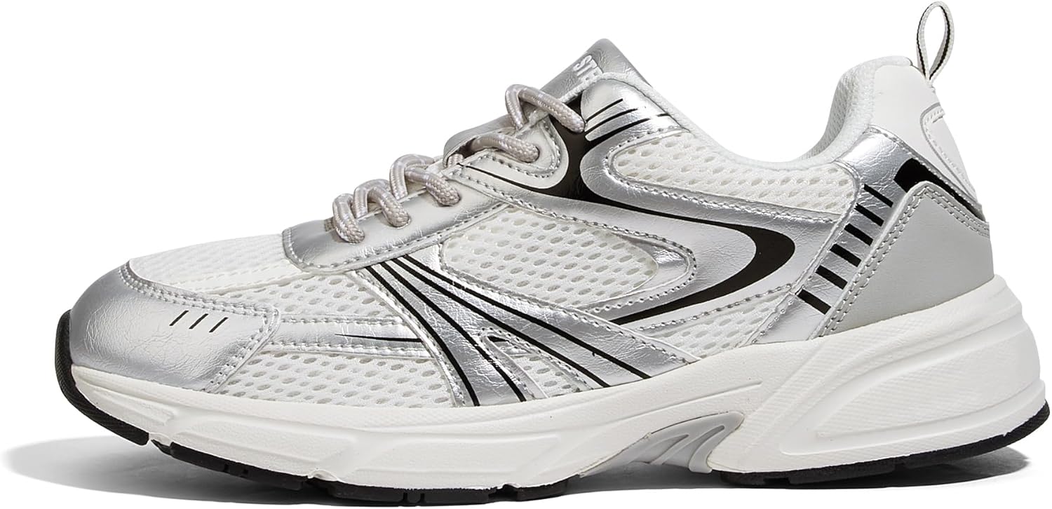 LUCKY STEP Women's Mesh Casual Fashion Sneakers Lace Up Lightweight Running Shoes Non Slip Breathable Chunky Shoes