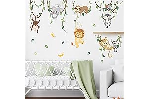decalmile Jungle Animals Safari Wall Decals - 90PCS Animals Wall Stickers for...