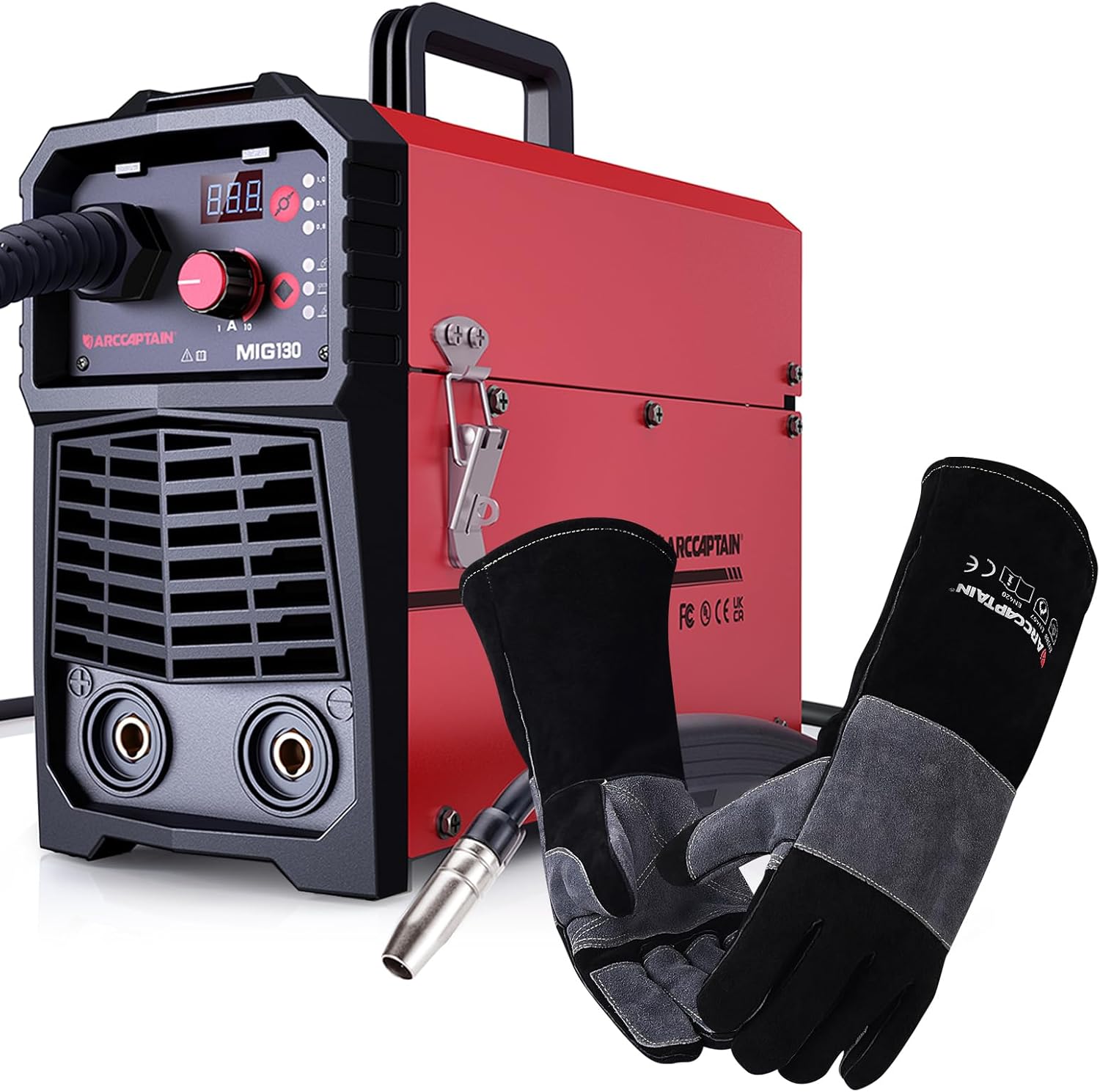 ARCCAPTAIN 130A MIG Welder & Welding Gloves