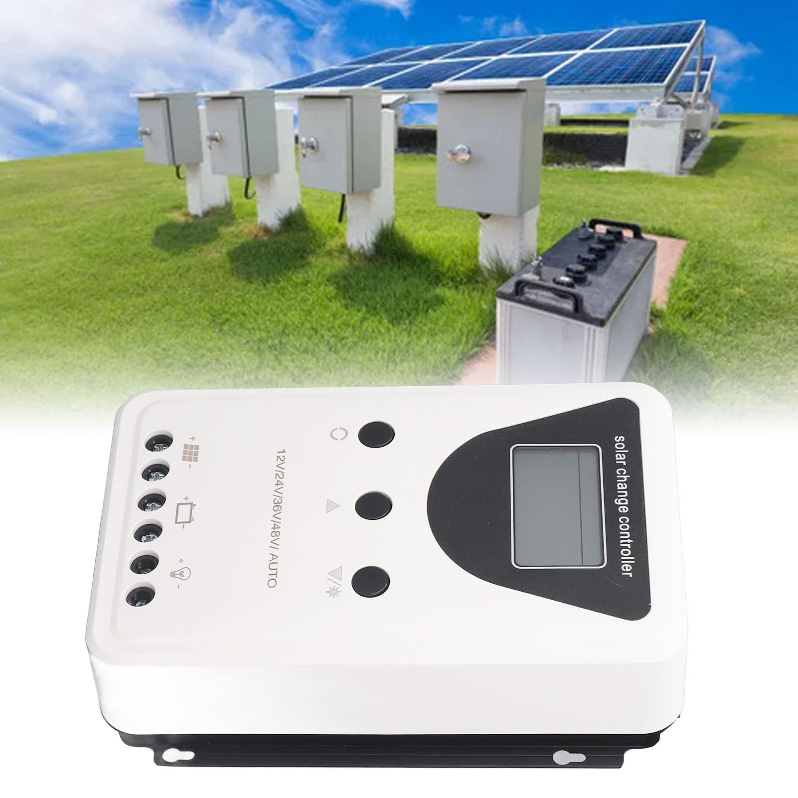 Hilitand Controlador de Carga Solar, Controlador de Panel Solar MPPT ProteccióN del Sistema de DeteccióN AutomáTica Regulador de Panel Solar de Carga Segura (60A)