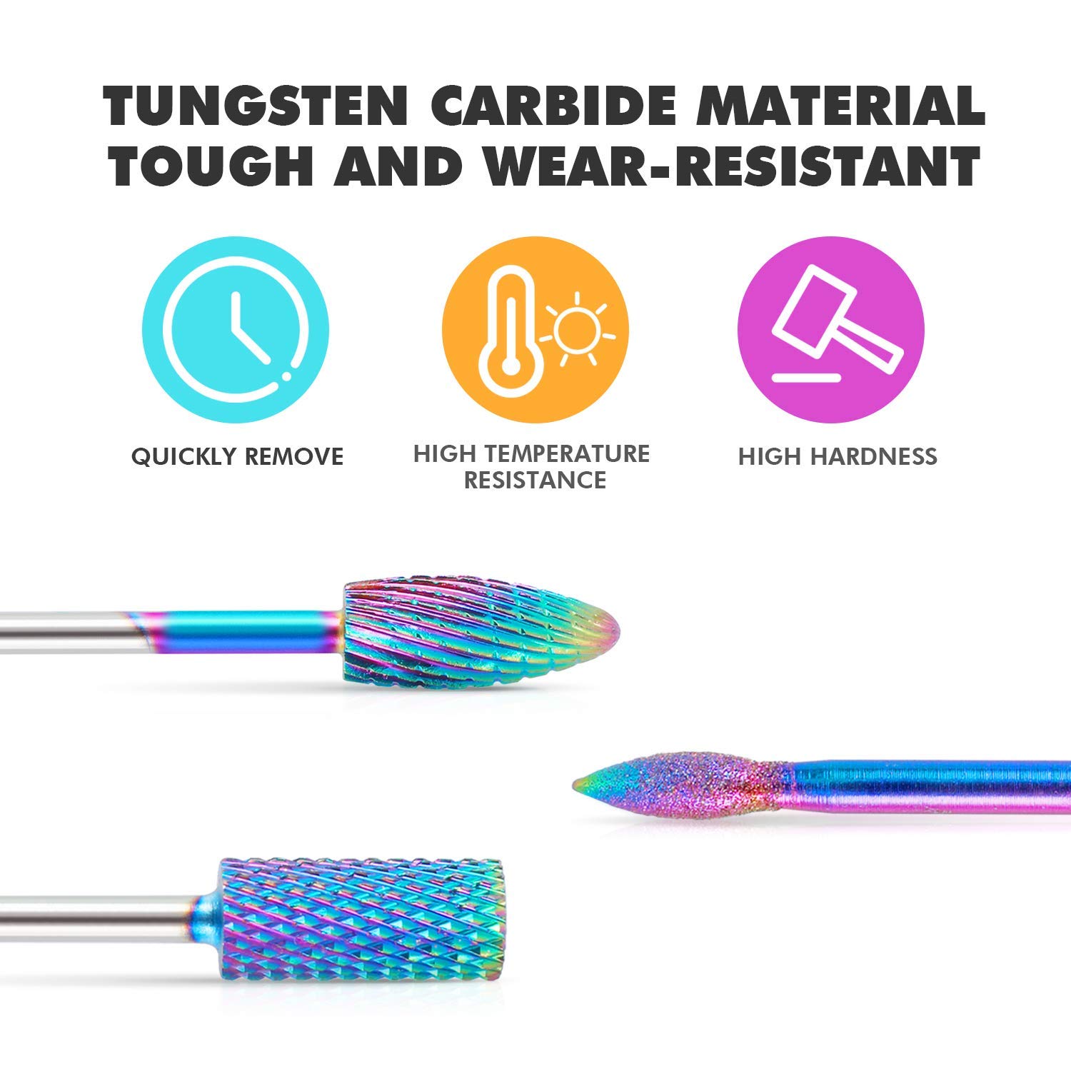Kreni Nail Drill Bits 10Pcs Set Made of Tungsten Carbide Professional Remove Gel Acrylic Cuticle Nail File Bit Tools for Manicure Pedicure Home Salon Use Great Gift for Women Girls. 2