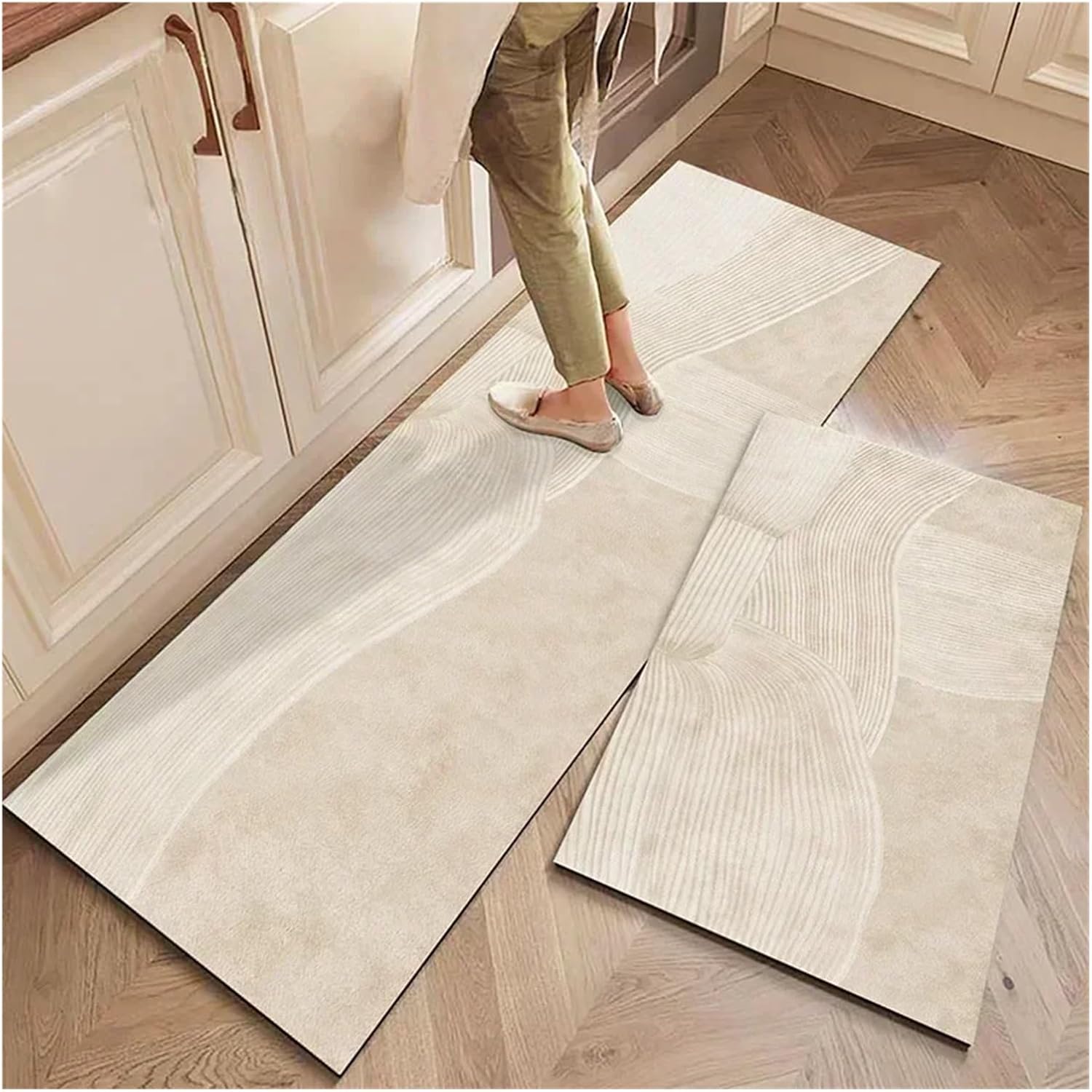 Carpet for Kitchen Floor Mat PVC Waterproof Oil-Proof Leather Rug Anti-Slip Foot Mats Home Decoration Alfombra Cocina(GU920-P,160x230cm)