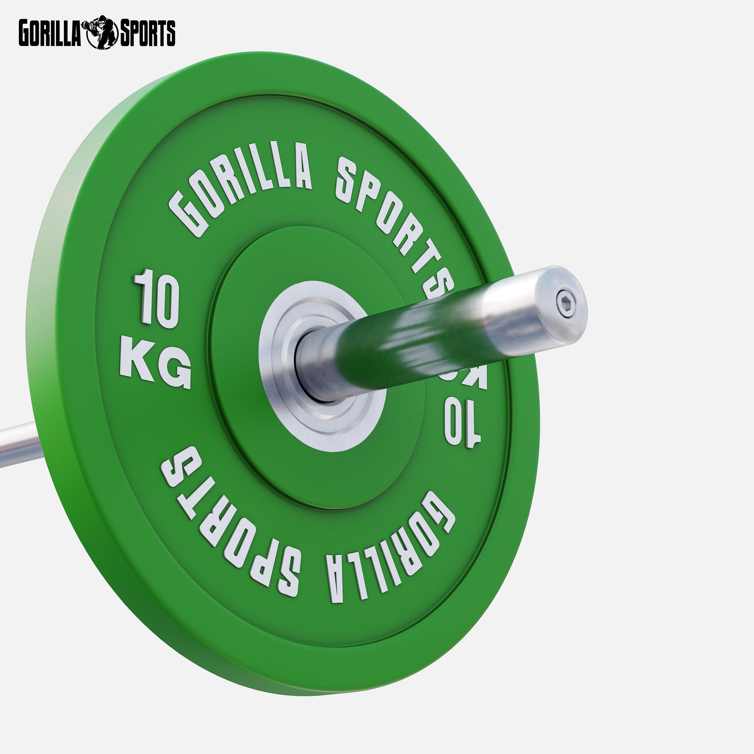 GORILLA SPORTS® Bumper Plates - Discos de pesas (50 mm, individuales, 5/10/15/20/25 kg, hierro fundido, engomado)