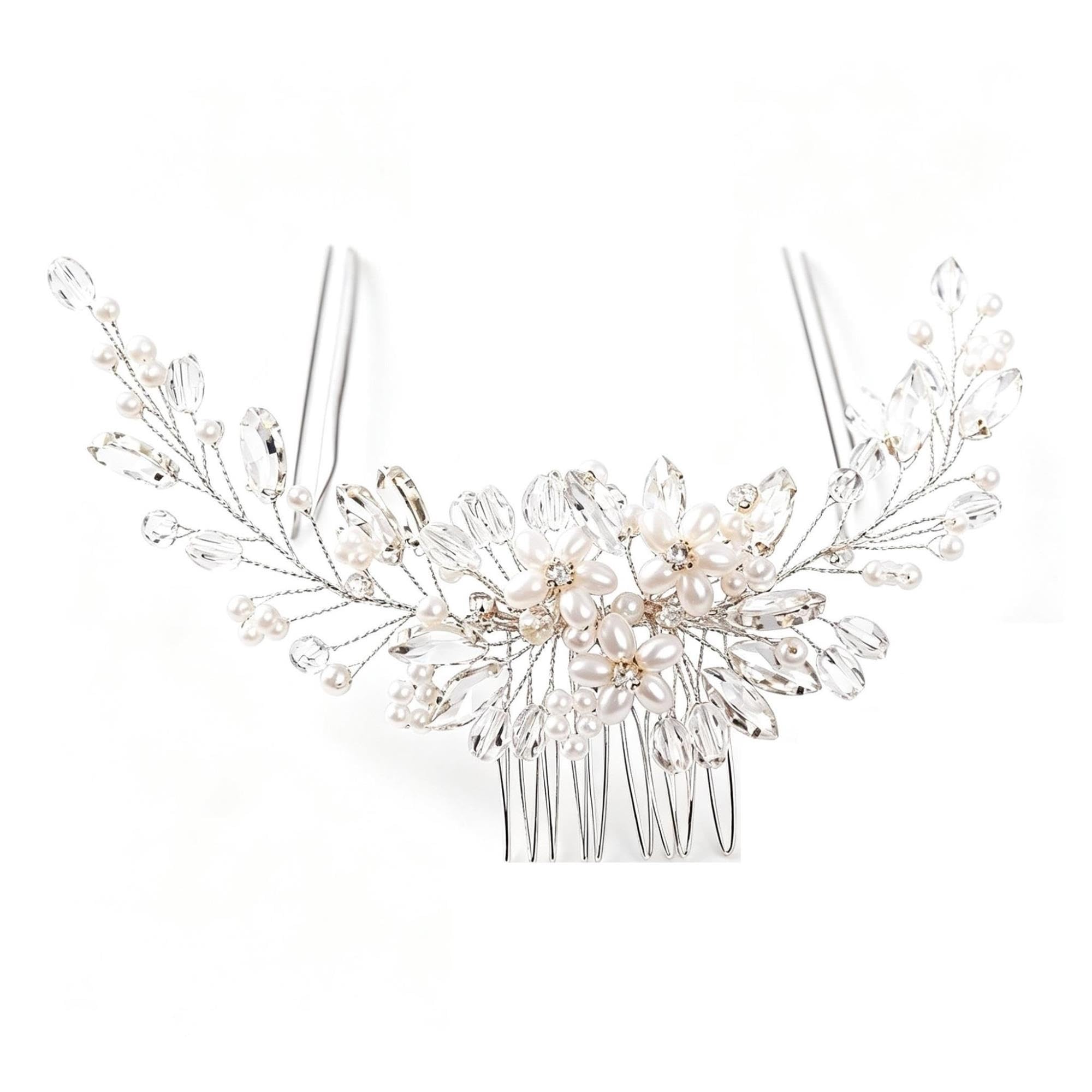 Brauthaarkamm Handgefertigter Haarkamm Kronen-Kopfschmuck for die Braut(Silver)