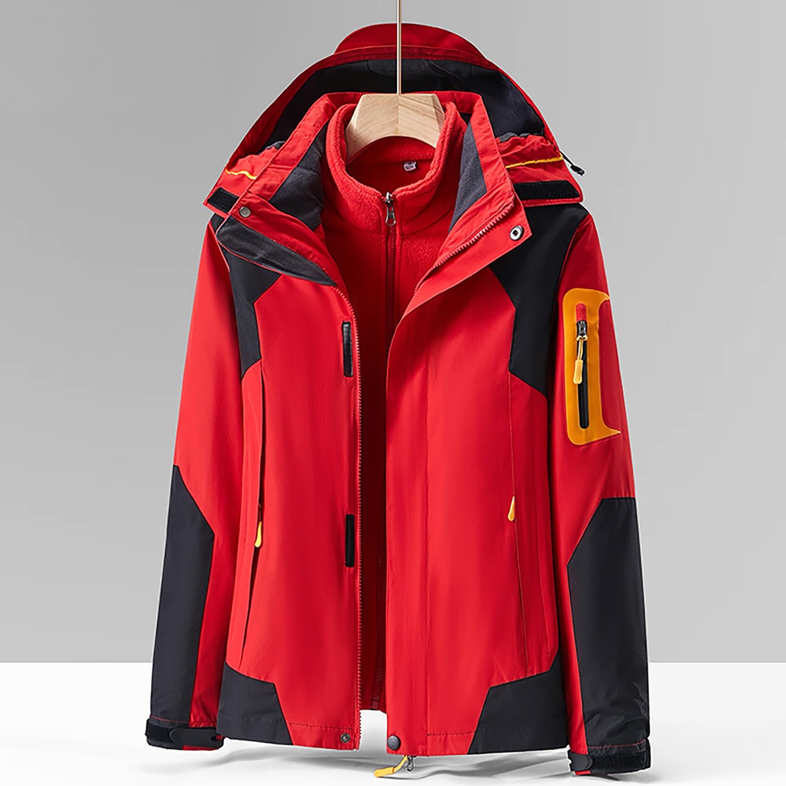 Veste de ski imperméable pour femme avec capuche, manteau d'hiver isolé, coupe-vent, veste de snowboard d'extérieur avec bloc de couleurs, veste de neige respirante et chaude pour les sports d'hiver,
