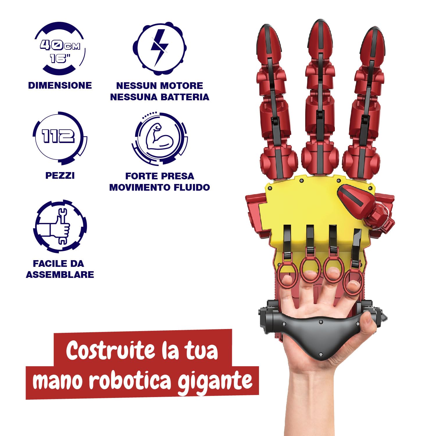 Science4you Kit Mano Cyborg Idraulica – Costruisci la tua Mano Robotica Gigante con 112 Pezzi, Giocattoli STEM, Gioco per Bambini di Ferro, Regalo Perfetto per Bambini di Età 9 10 11 12+ Anni