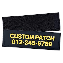 Velba Custom Name Patch - Personalized Dog Harrnes Patches with Name & Contact Info, for Collars, Leashes, Harnesses, Vests (L-6.3in x 1.97in)