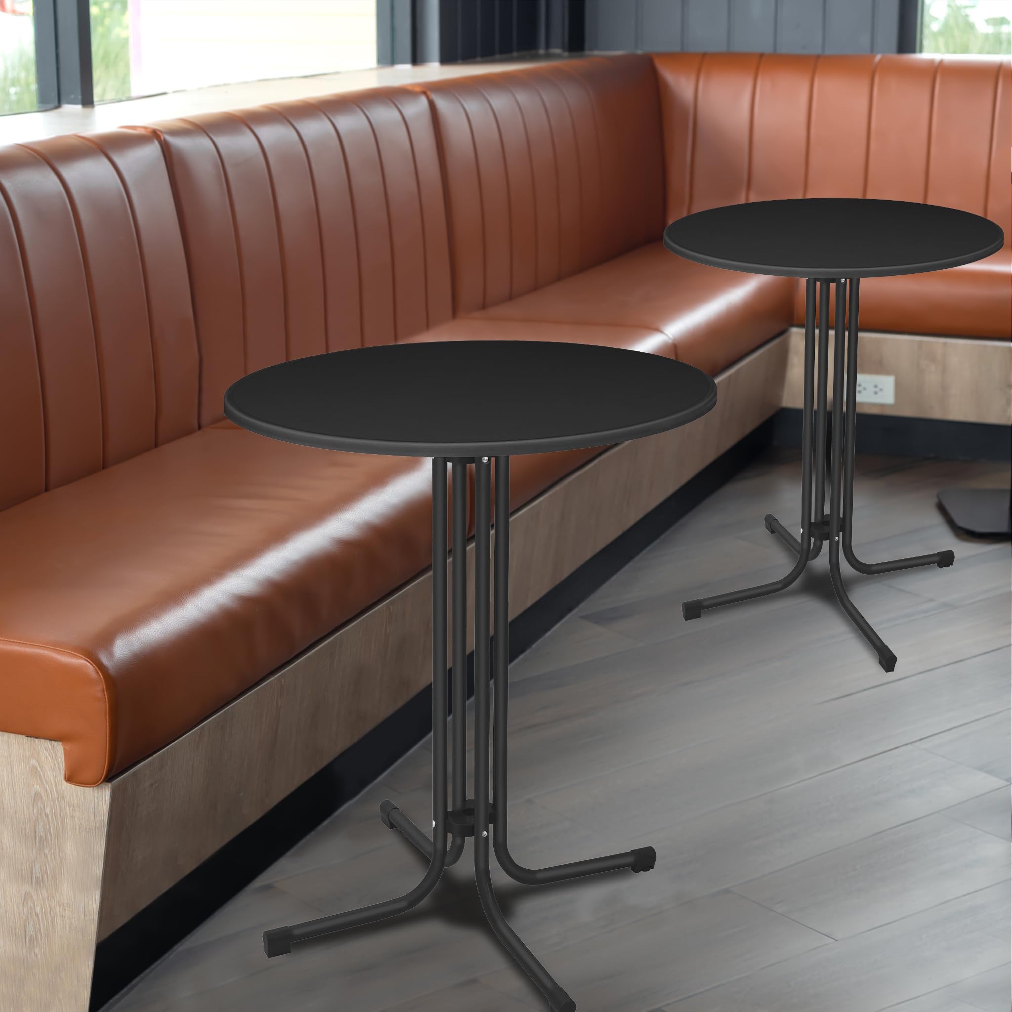 XMTECH Table haute pliable - Diamètre : 80 cm - Table de bistrot ronde - 110 cm de haut - Résistante aux intempéries - Pied réglable en hauteur - Table de jardin, de fête, pour l'intérieur et