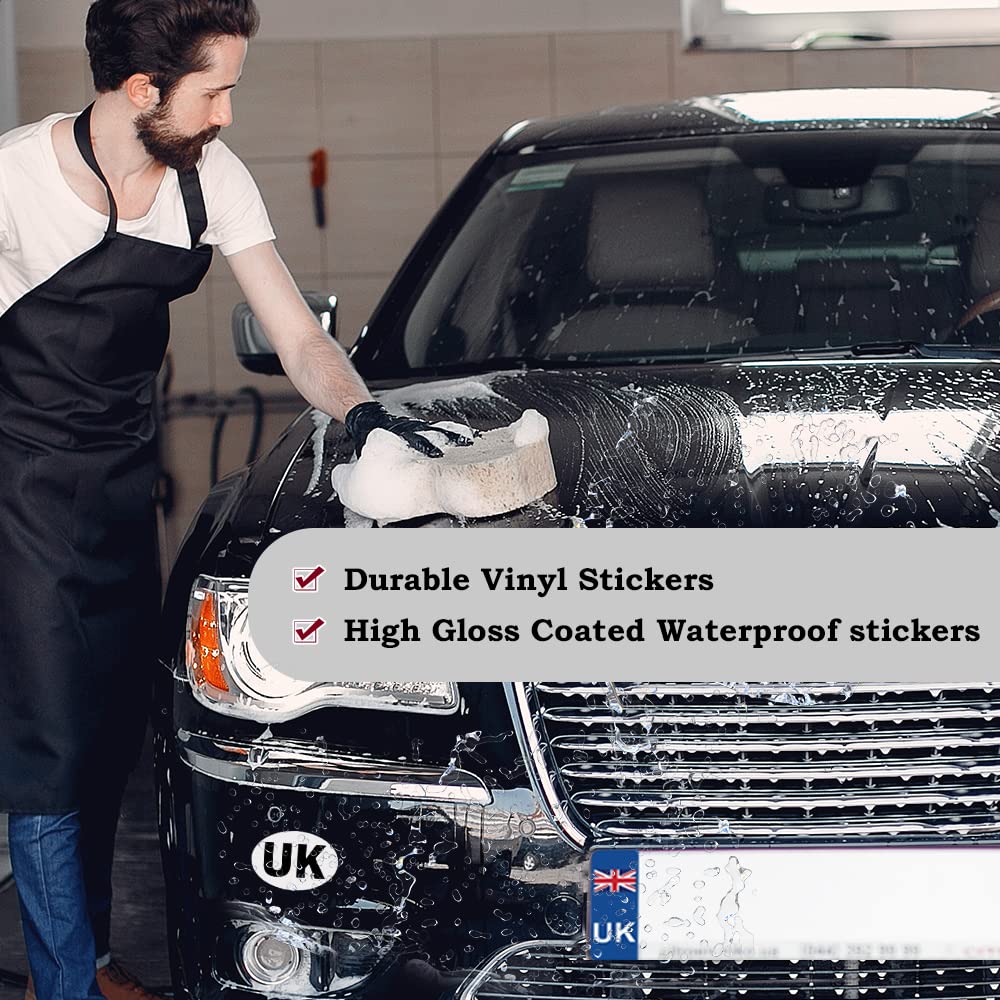 Papa Prints UK Car & Motorcycle Stickers: Self Adhesive Ovals (2) & Number Plates (4) for Europe - Pack of 6 — view 3