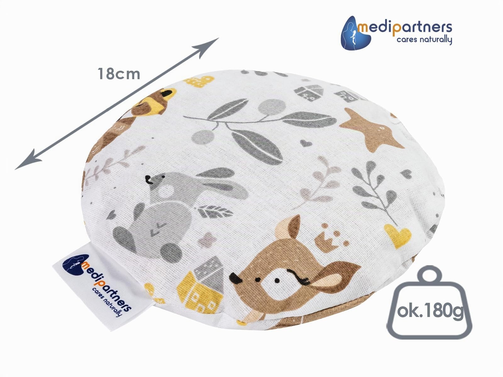 Medi Partners Bouillotte Noyau de Cerise Micro-onde Coussin Chauffant Micro Onde noyaux de cerise 15cm 180g 100% coton certifié Öko-Tex Chaleur thérapie par le froid de massage (Cerf)