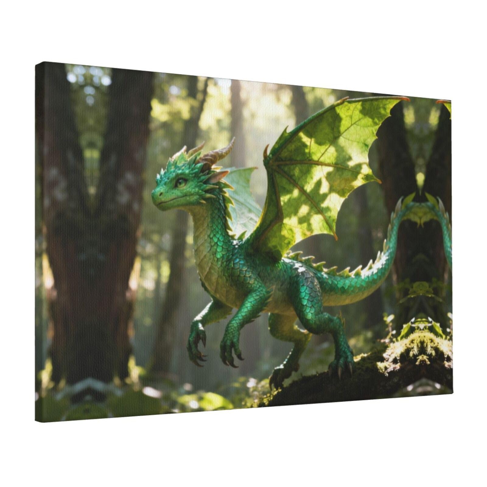 CNTDBU Cute dragon pattern Canvas Wall Art 16x24 Inch-Large Modern Painting Print for Living Room, Framed Ready to Hang Artwork for Bedroom