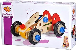 Eichhorn 100039016 Constructor Racing Car, 50 Pieces, Wooden Construction Set, 3 Different Model Variants, Buildable, FSC 100 % Certified Beech Wood, Made in Germany