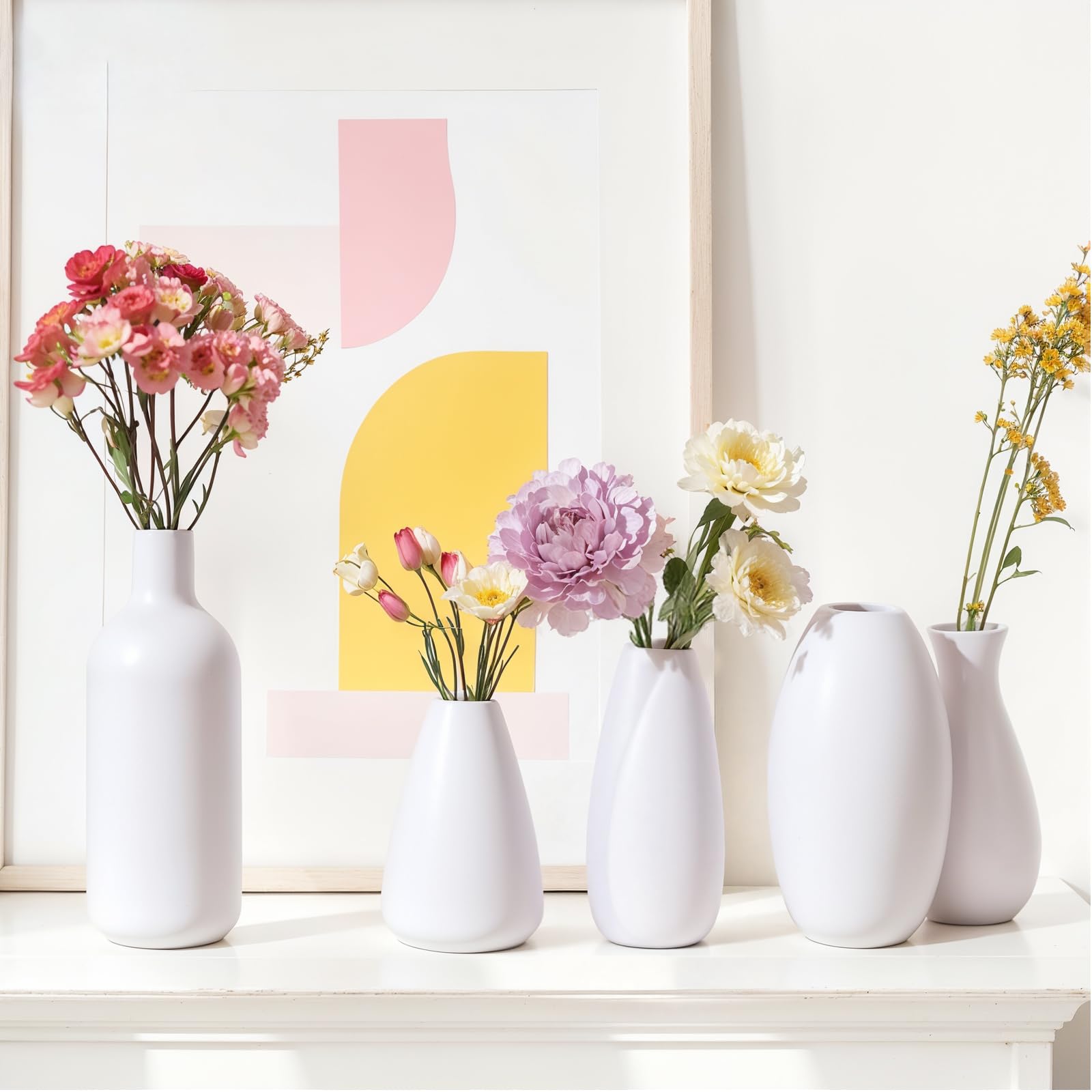 Set di 16 vasi in ceramica bianca, moderni vasi da fiori bohémien, per decorazioni domestiche, piccoli vasi per pittura fai da te, centrotavola per feste, matrimoni, erba della pampa