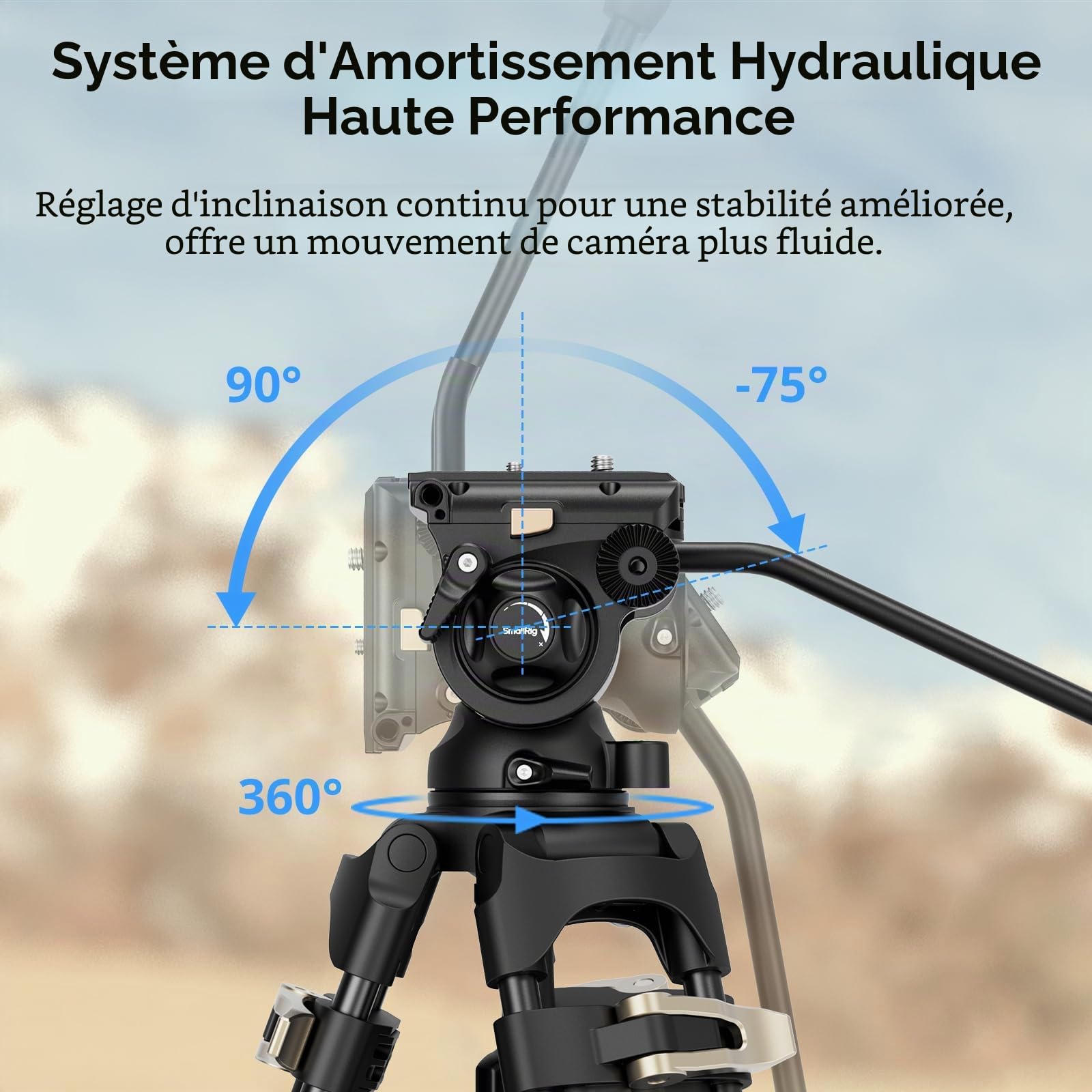 SMALLRIG Trépied Vidéo AD-01S, Robuste de 74 in avec Tête Fluide Panoramique et Inclinable, Plaque de dégagement Rapide à 2 Mode, Charge à 13,2 LB / 6 kg pour DSLR, Caméscope, appareils Photo - 4686