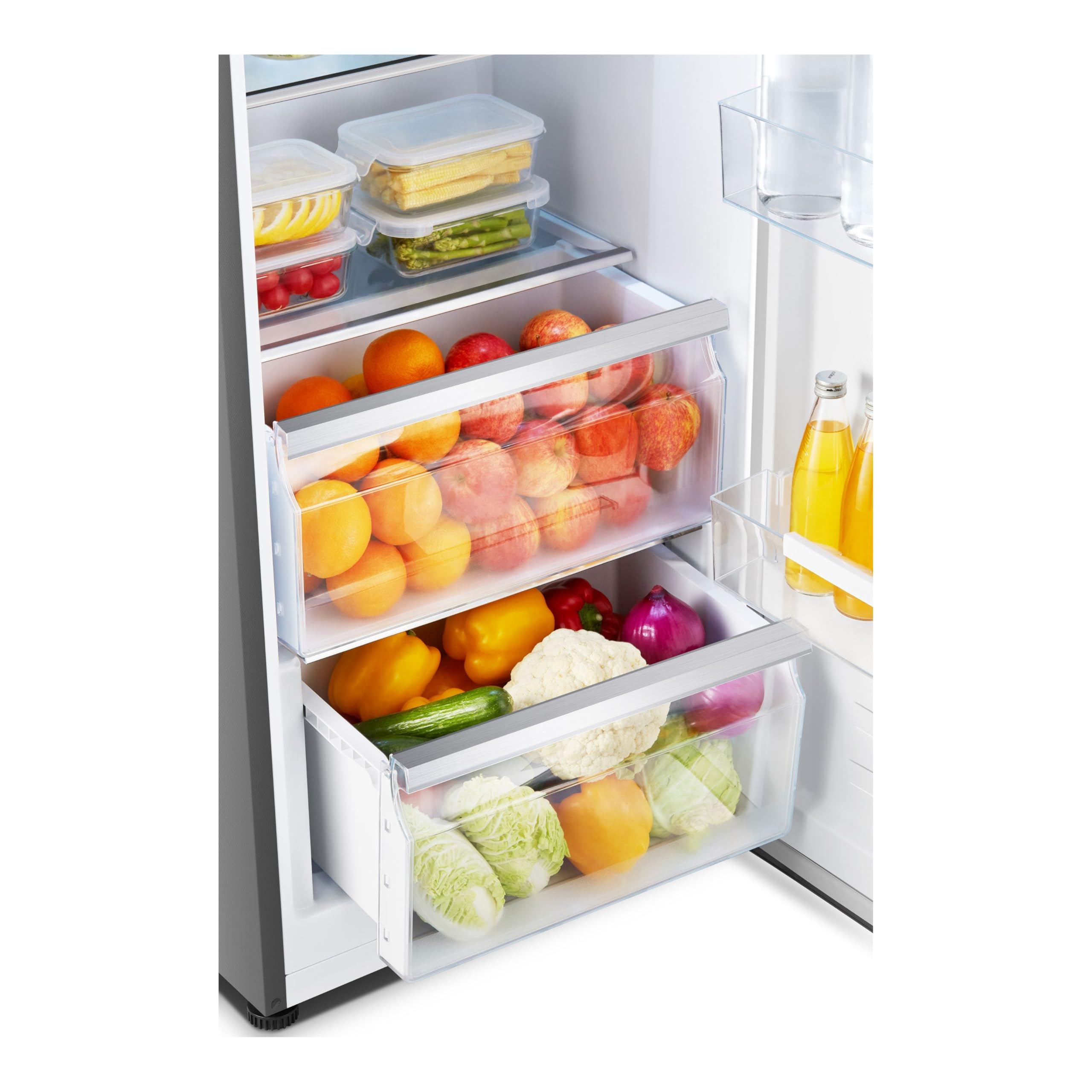 Teknix TH60TLX 60cm Freestanding Tall Larder Fridge - 370L Capacity - Metal Tech Cooling - Chrome Wine Rack - Stainless Steel - E Rated, H185.5 x W59.5 x D65.1 (cm) - 4