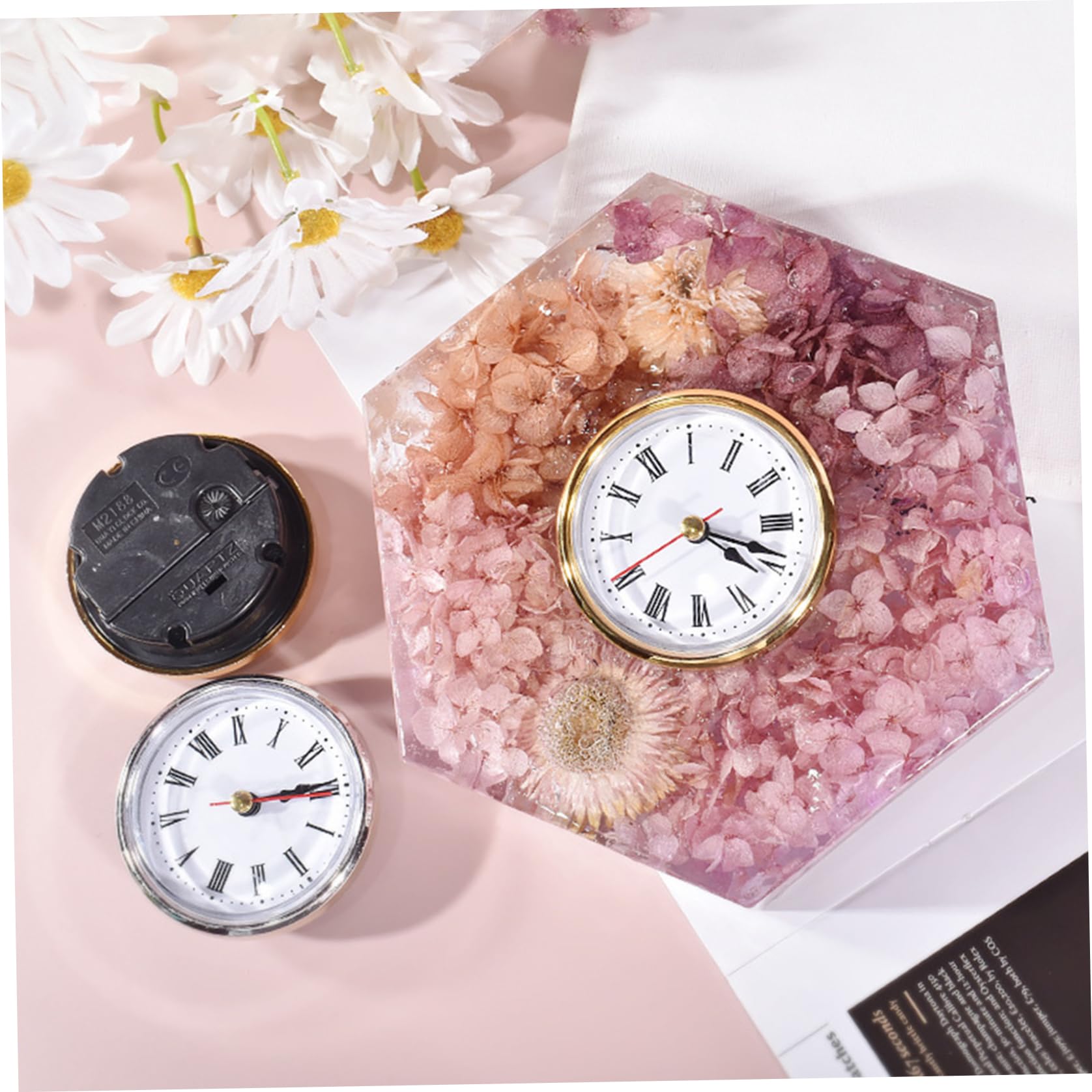 Inserto Per Orologio Fai Da Te – Movimento Al Quarzo, Quadrante Bianco Con Numeri Romani, Diametro 76mm, Bordo Dorato - 2