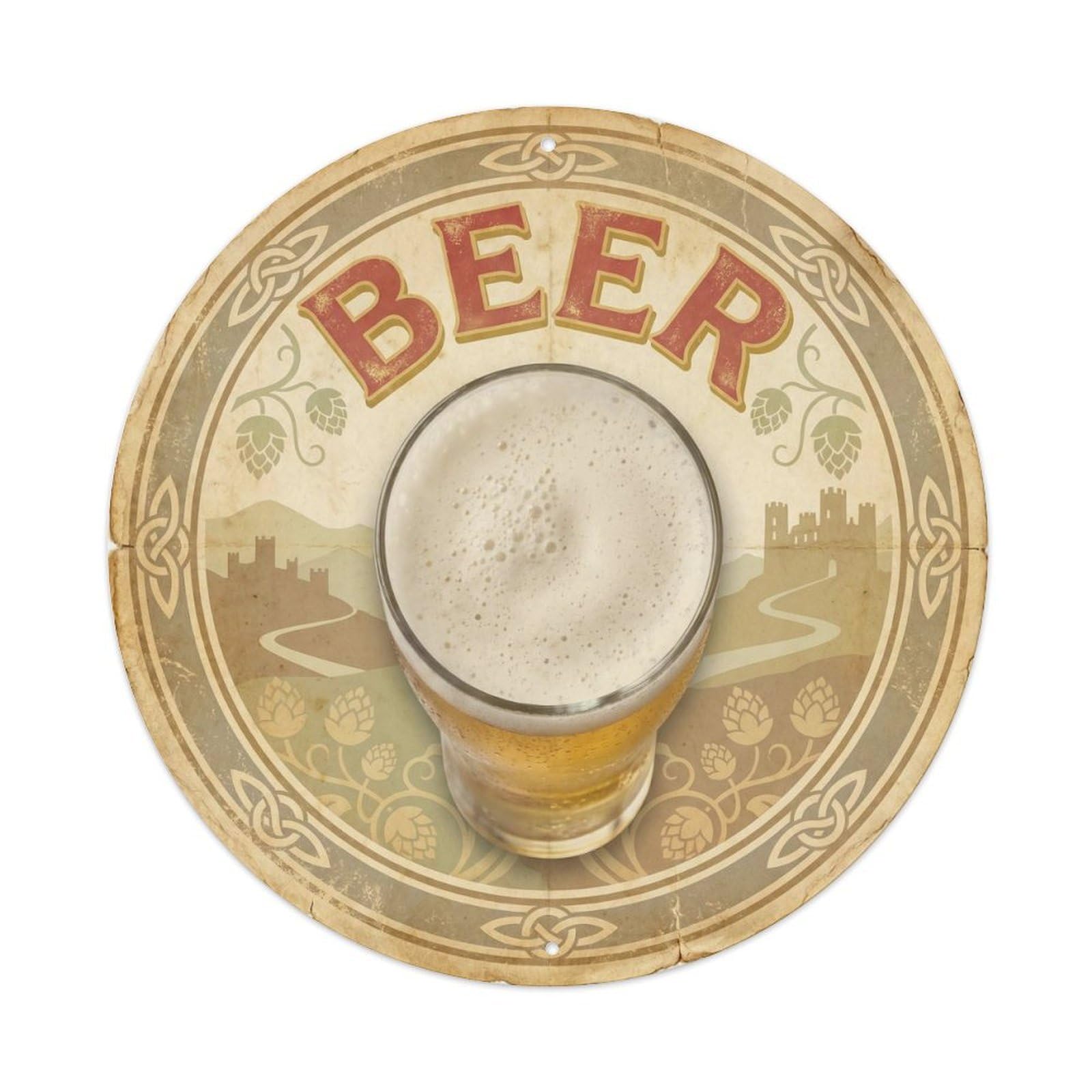 Beer Ale House Irish Culture Foam Mug Market Travel Metal Tin Sign