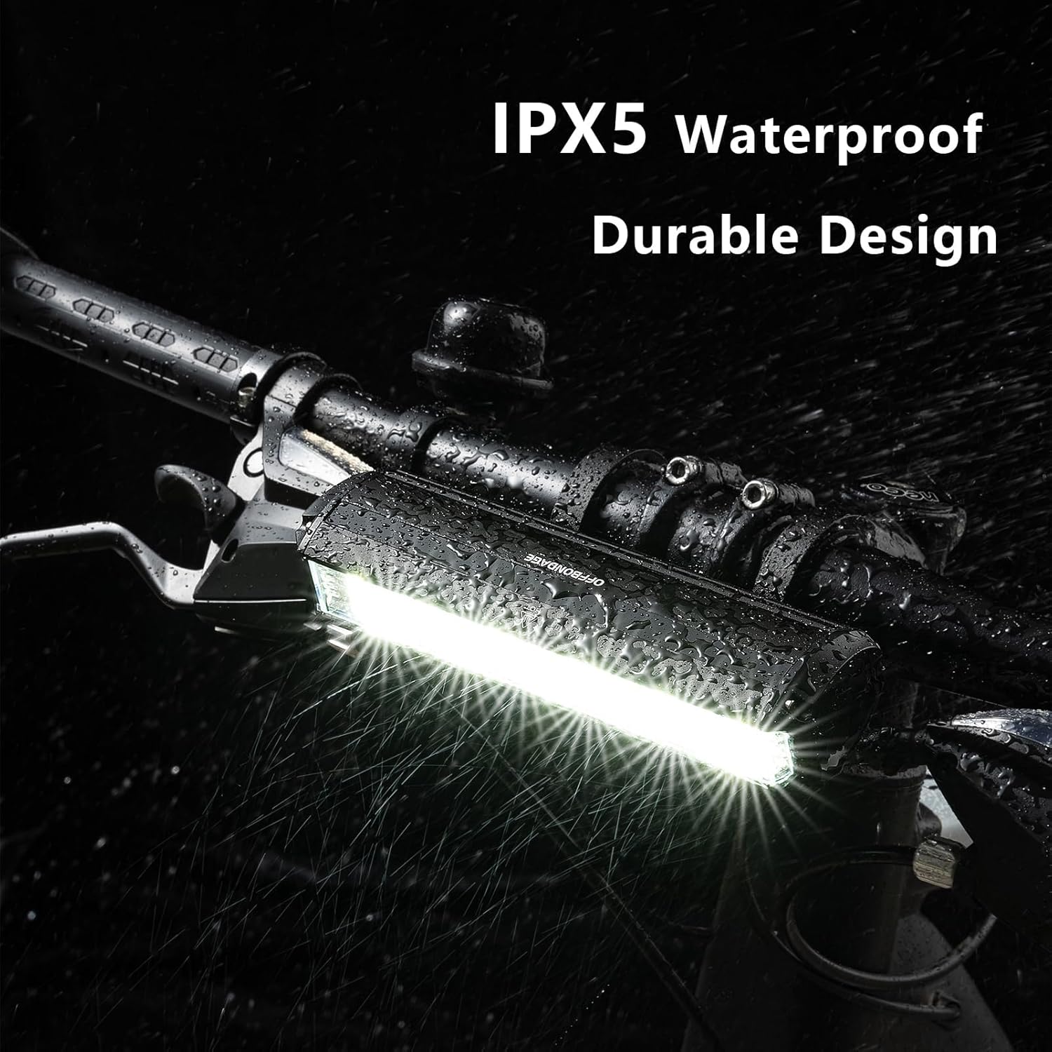 Bike Light Bar for Ebike, Super Bright Front Light Rechargeable Battery, IPX5 Waterproof, 5 Modes Bicycle Headlight for Mountain Bike, Night Riding, Cycling