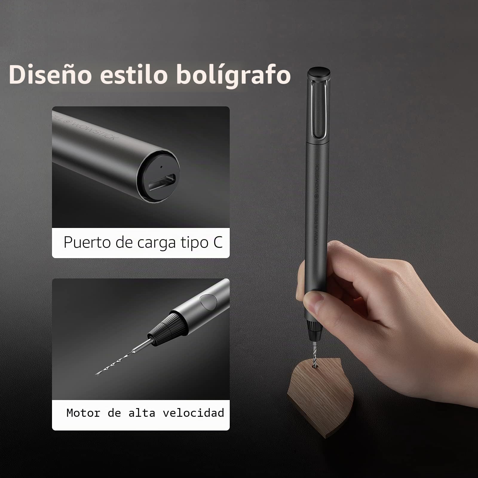 Wowstick Mini taladro inalámbrico, taladro portátil recargable por USB, taladro eléctrico multifunción con 8 accesorios, carga de 40 minutos, ideal para plástico, madera, bricolaje