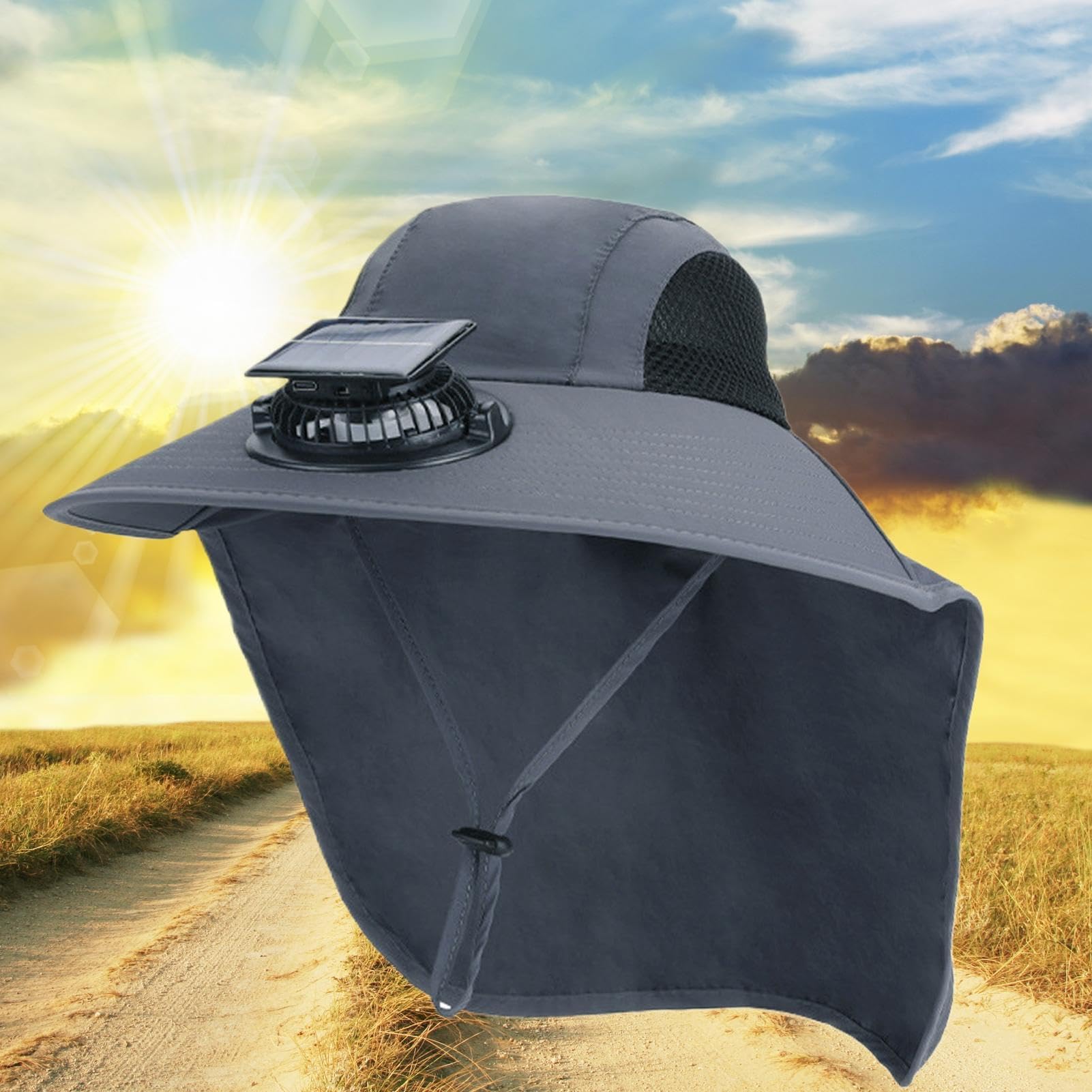 Cappello da pesca, cappello solare con ventilatore per pesca all'aria
