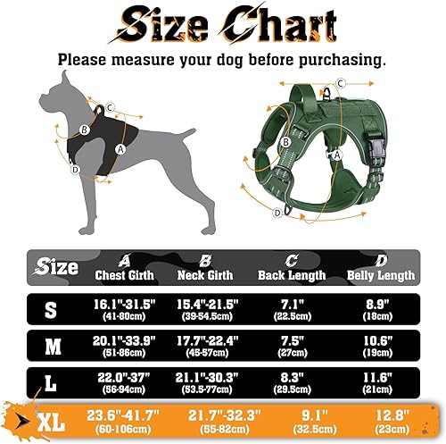 Miniatura 2 de rabbitgoo Arnés para perros pequeños, medianos y grandes, chaleco de servicio táctico militar sin tirones con tiras reflectantes y asa de control,