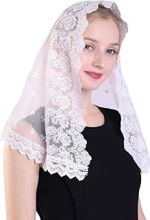 Chapel Veil Embroidered Lace Mantilla Veil Head Covering Veils for Church
