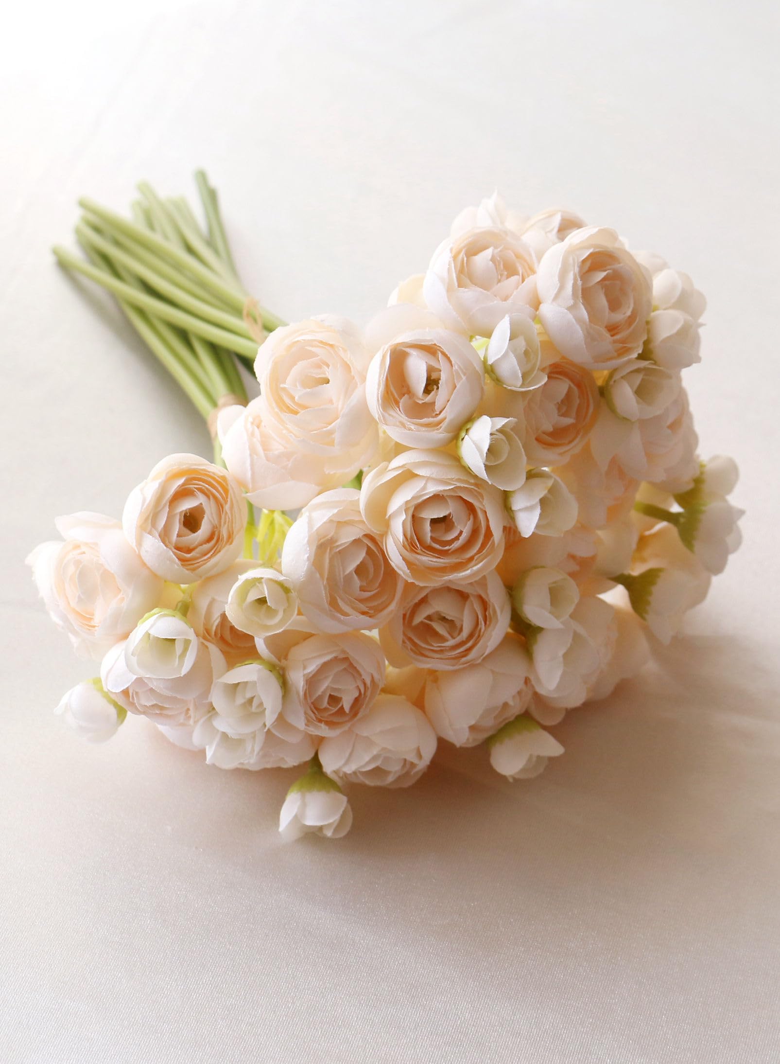 Photo 1 of **FLOWER ARE ORANGE***18pcs Indoor Artificial Silk Ranunculus Flowers Bouquet for Vase, Lifelike Flower with Bendable Stems Floral Arrangement for Home Decor Wedding, DIY Craft, Party, Centerpiece, Farmhouse (Orange)