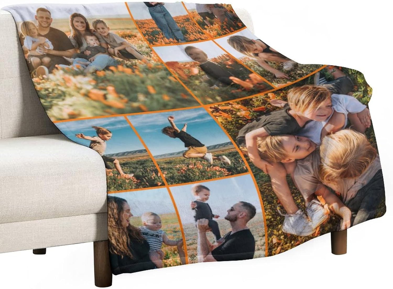 Custom Blanket with Photo Text Personalized Gift, 1-10 Pictures Customized for Mother Father Family, Christmas Halloween Thanksgiving Birthday Wedding Valentine's Day Gift, 80''x60''