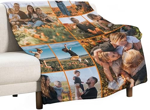 Miniatura 8 de GUOTY Manta personalizada con texto fotográfico, regalo personalizado, 1-10 imágenes personalizadas para madre, padre, familia, Navidad, Halloween,