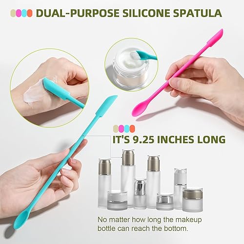 Miniatura 6 de JPNK Botellas de bomba sin aire, recipiente vacío para cosméticos con espátula de silicona, juego para cremas, geles, loción, artículos de tocador