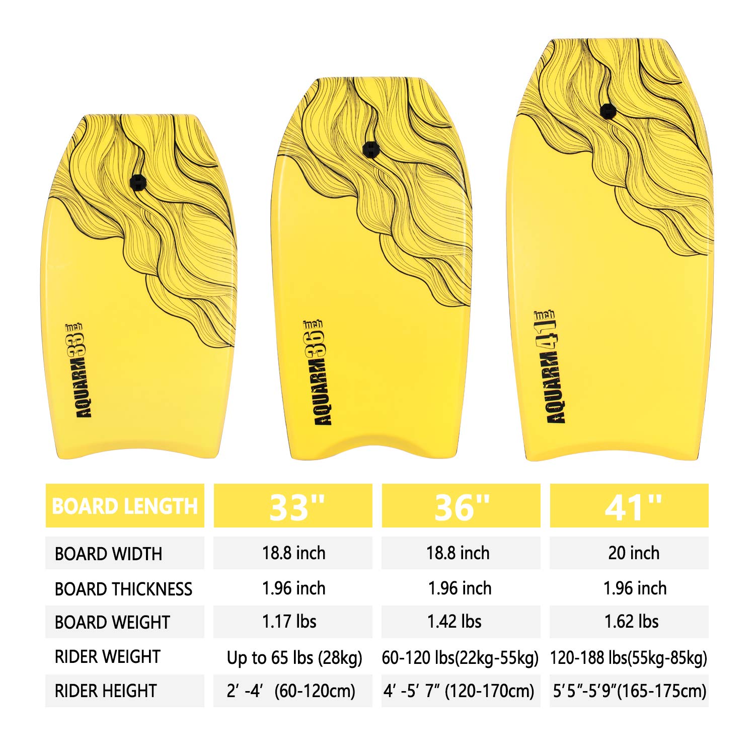 XPE Bodyboard 83,8 cm/91,4 cm/104,1 cm Bodyboard mit Premium-Handgelenkleine und Flossen-Halsbänder, super leichte und glatte Unterseite, perfektes Surfen für Kinder, Jugendliche und Erwachsene