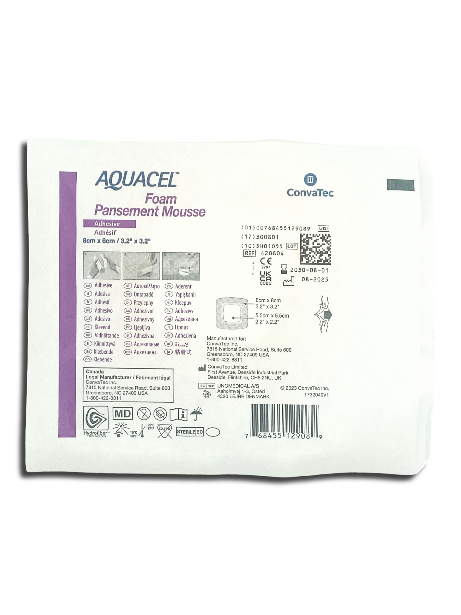 AQUACEL Foam samoprzylepny opatrunek 8 x 8 cm